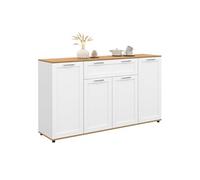 IDMarket – Buffet VITO 140 cm 4 portes 1 tiroir Blanc et bois