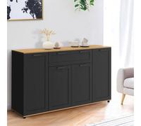Buffet 140 cm vito 4 portes et 1 tiroir noir et bois