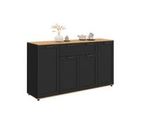 IDMarket Buffet VITO 140 cm 4 portes et 1 tiroir noir et bois