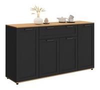 IDMarket Buffet VITO 140 cm 4 portes et 1 tiroir noir et bois