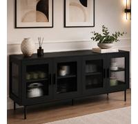 ID MARKET buffet ZINEB 4 portes 140 cm Vitré noir