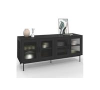 ID MARKET buffet ZINEB 4 portes 140 cm Vitré noir
