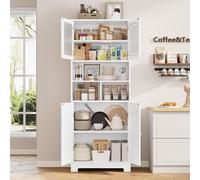 Buffet, 147,5 cm. Armoire de cuisine haute, meuble de rangement pour la cuisine avec 4 portes et une étagère réglable, meuble haut pour la cuisine, idéal pour le salon, la salle à manger ou un bar