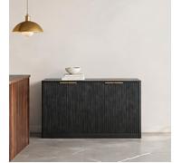 Buffet 150 cm design ondulé 4 portes en MDF finition bois noir, style contemporain et vintage