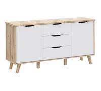 Buffet bas VANKKA VNKK231-L25 149,1 cm 2 portes 3 tiroirs chêne blanc mat Blanc mat et chêne