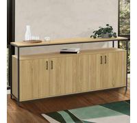 Buffet 160 cm detroit 4 portes bois et noir design industriel