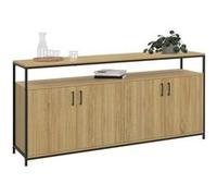 IDMarket Buffet Detroit 160 cm 4 portes Bois et Noir – design industriel