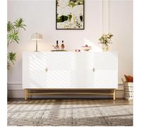 Buffet 160 cm - LEMONBEST - 160 cm - 4 portes - Poignées dorées brossées - Fermeture douce