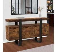 IDMarket - Buffet 160 cm Phoenix XXL 4 Portes Bois Effet Vieilli et Noir