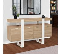 IDMarket - Buffet 160 cm Phoenix XXL 4 Portes Bois et Blanc