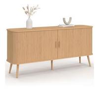 IDMarket - Buffet 160 cm Romie XXL Effet Lattes 2 Portes coulissantes