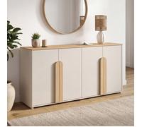 IDMarket - Buffet 160 cm Tirana 4 Portes Beige et Bois Clair