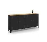 ID MARKET buffet 4 portes 160 cm Moderne bois et noir