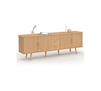ID MARKET buffet 4 portes et 3 tiroirs 180 cm Moderne bois effet lattes