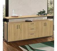 Buffet 180 Cm Detroit Xxl 4 Portes Et Tiroirs Design Industriel