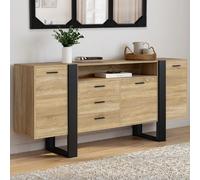 IDMarket - Buffet 180 cm Phoenix XXL 3 Portes et 3 tiroirs avec Niche Bois et Noir