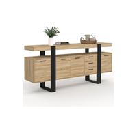 Buffet 180 cm phoenix xxl 4 portes et 3 tiroirs bois et noir