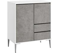 Buffet, 2 Compartiments avec Porte et Étagère Réglable en Hauteur, 2 Tiroirs, Moderne, 40 x 70 x 85 cm, Gris Béton