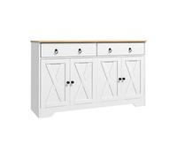 Buffet meuble de rangement - HOMCOM - style rural - 2 tiroirs et 2 placards avec étagères à hauteurs réglables - blanc