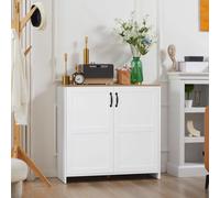 HomCom Buffet 2 portes 2 étagères réglables Panneaux de particules 90×39,5×88 cm Blanc