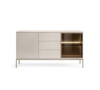 Buffet 2 portes 3 tiroirs avec LED Chêne et Noir 155 cm - MAEL