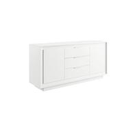 Buffet 2 portes 3 tiroirs blanc laqué piètement socle - AZONTO -