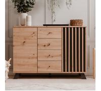 Buffet 2 portes 4 tiroirs 118x40x85,1 cm décor chêne - MEDAN