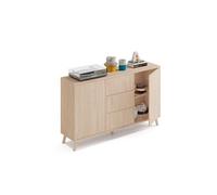 Buffet 2 portes + 4 tiroirs coloris effet bois - Hauteur 90 x Longueur 140 x Profondeur 40 cm --