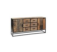 Buffet 2 portes 6 tiroirs en teck recy t métal laqué noir - TANETOA - ALTOBUY Bois