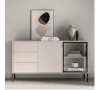 Buffet 2 portes avec LED - BARNEE - 3 titoirs - Gris cachemire - 160 cm