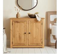 Buffet 2 portes CANCUN, meuble de rangement en bois avec 3 étagères intérieures, bahut de salon en pin massif