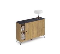 Buffet 2 portes coloris chene dore/marbre - Hauteur 87 x Longueur 120 x Profondeur 40 cm --
