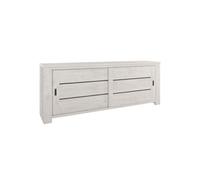 Buffet 2 portes coulissantes bois cérusé blanchi JOSIE Beige Contemporain 230x47xH90cm