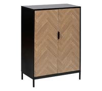 Buffet 2 portes en bois et métal CHEVRONS - Beige et noir