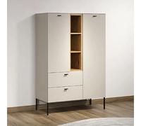 Buffet 2 portes et 2 tiroirs 93x42x140 cm beige et chêne clair - EOLYA