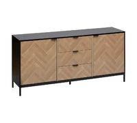 Buffet 2 portes et 3 tiroirs en bois et métal CHEVRONS - Beige et noir