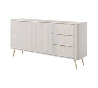 Buffet 2 portes et 3 tiroirs en MDF - Beige et doré - ELONARIA II