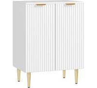 HomCom Buffet 2 portes – étagère réglable, pieds métalliques surélevés – 60×40×80 cm Blanc