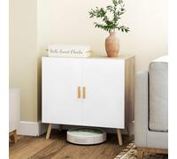 Buffet 2 portes étagère style scandinave blanc naturel