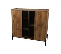 - Buffet 2 portes Helio en bois et métal - Marron et noir - HELIO