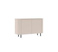 Buffet 2 portes LYNA - Laqué beige coins arrondis pieds métal noir 130x43xH83cm
