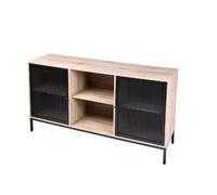 Buffet 2 portes Soho en bois et métal - Beige et noir