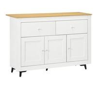 Buffet cuisine - HOMCOM - 2 tiroirs 3 portes et étagère réglable - pour cuisine, salle à manger, salon - 117 x 35 x 80 cm - blanc