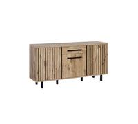 Buffet 3 portes 1 tiroir aspect bois Canyon décor tasseaux Marron 180x46xH90cm