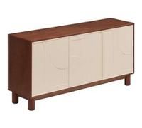 Atmosphera - Buffet Jilani - Meuble de Rangement 3 Portes avec 6 Etagères - Design Géométrique en Relief - Bois Marron et Pieds Hévéa - 150x40 cm