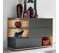 Buffet 3 Portes & 3 Niveaux Silk 120cm Gris & Naturel