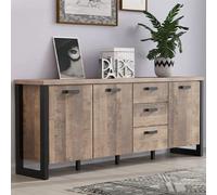Buffet 3 portes 3 tiroirs 214x45x86 cm décor chêne - PLEX