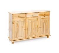Buffet 3 portes 3 tiroirs pin massif clair Vencia 130 cm