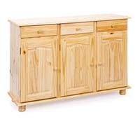 Inter Link - Commode de style rustique - Buffet - Buffet buffet - Style rustique - Meuble d'appoint - Pin massif - 3 portes - 3 tiroirs - Naturel laqué - Abaco