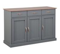 Inter Link - Commode - Buffet - 3 Portes - 3 tiroirs - Pin Massif - laqué Gris sépia Marron - Style Maison de Campagne - Luzerna 4.1